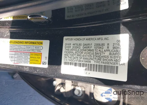 2019 Honda Accord Sport z USA, uszkodzony, nr VIN 1HGCV1F38KA164696